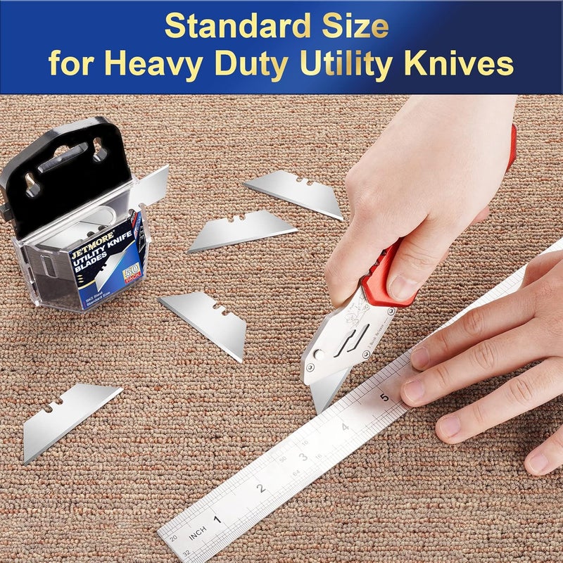 Jetmore Utility Knife Blades, 50 Pack Box Cutter Blades, SK5 High Carbon Steel Utility Blade, Standard Size Blade for Box Cutter, Razor Knife Blades for Cutting - Image 2